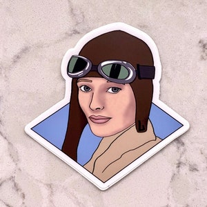 3” Vinyl Sticker Amelia Earhart Pilot Inspiring Woman