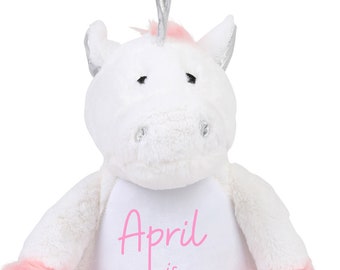 Personalisierte Einhorn weiches Spielzeug - Teddybär - Kuscheltier - Bär Plüsch Spielzeug - Baby Spielzeug - Kinder Spielzeug - neues Baby - Isolation Geschenk - Geburtstag