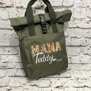 Personalised Mama Roll-Top Bag - Changing Bag - Baby Bag - Mothers Bag - Mummy&#39;s Bag - Personalised Bag - Backpack - Rucksack - Carry all