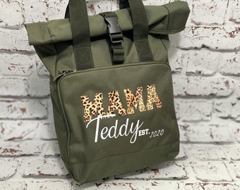 Personalised Mama Roll-Top Bag - Changing Bag - Baby Bag - Mothers Bag - Mummy's Bag - Personalised Bag - Backpack - Rucksack - Carry all