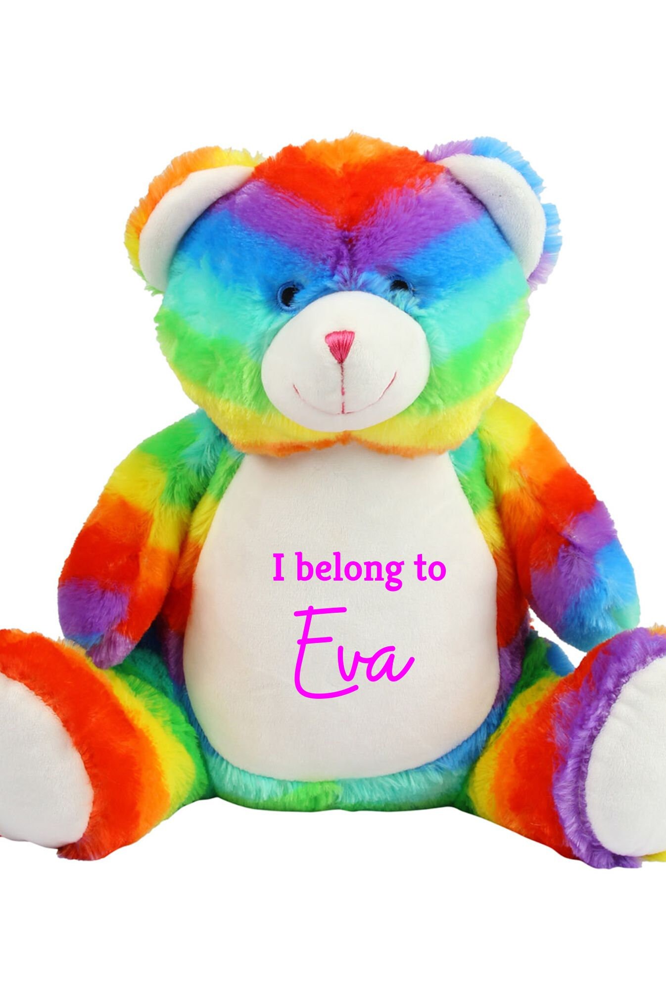 Personalisierte Regenbogen Bär weiches Spielzeug - Teddybär - Kuscheltier - Bär Plüsch Spielzeug - Baby Spielzeug - Kinder Spielzeug - neues Baby - Isolation Geschenk - Geburtstag
