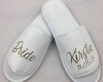 Bride Slippers - Personalised Slippers - Bridal Gift - Personalised Bride - Wedding Slippers - Personalised Wedding Gift - Bride Momento