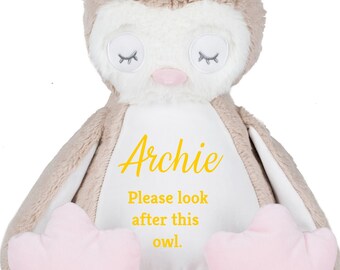 Personalisierte Eule weiches Spielzeug - Teddybär - Kuscheltier - Bär Plüsch Spielzeug - Baby Spielzeug - Kinder Spielzeug - neues Baby - Isolation Geschenk - Geburtstag