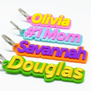 3D Personalized Two-tone Keychain OVERPASS FONT - 3D Printed Custom Name - Lanyard/Zipper Pull/Nametag (Includes Keyring) - NEW Colors