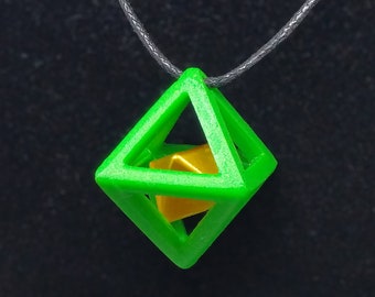Collar geométrico impreso en 3D - Colgante octaedro de alambre "Diamond Dice" - Disponible en varios colores - Joyería moderna - NUEVOS COLORES