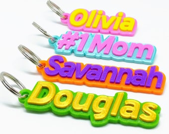 3D Personalized Two-tone Keychain OVERPASS FONT - 3D Printed Custom Name - Lanyard/Zipper Pull/Nametag (Includes Keyring) - NEW Colors