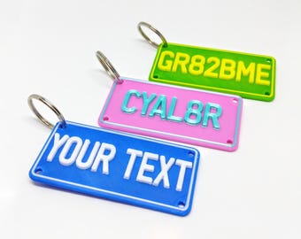 3D Personalized License Plate Keychain - Two-Tone Color - 3D Printed With Your Custom Name! - Lanyard/Nametag (Includes Keyring) NEW Colors