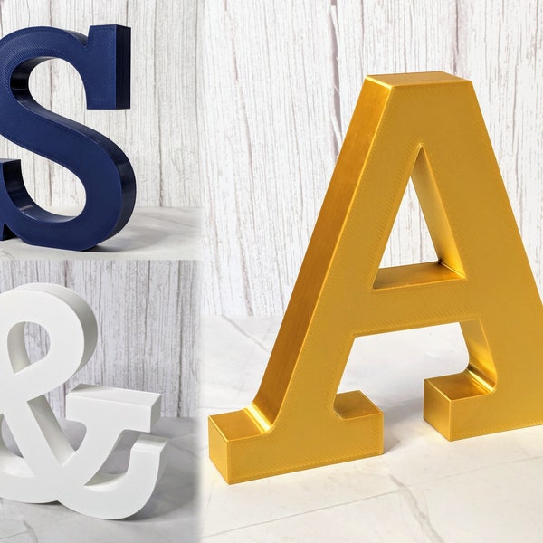 LARGE Free-Standing 3D Printed Letters - CLARENDON FONT 1" Thickness - Custom Made to Order Decor - 6"-12" Sizes - Anniversary/Birthday Gift