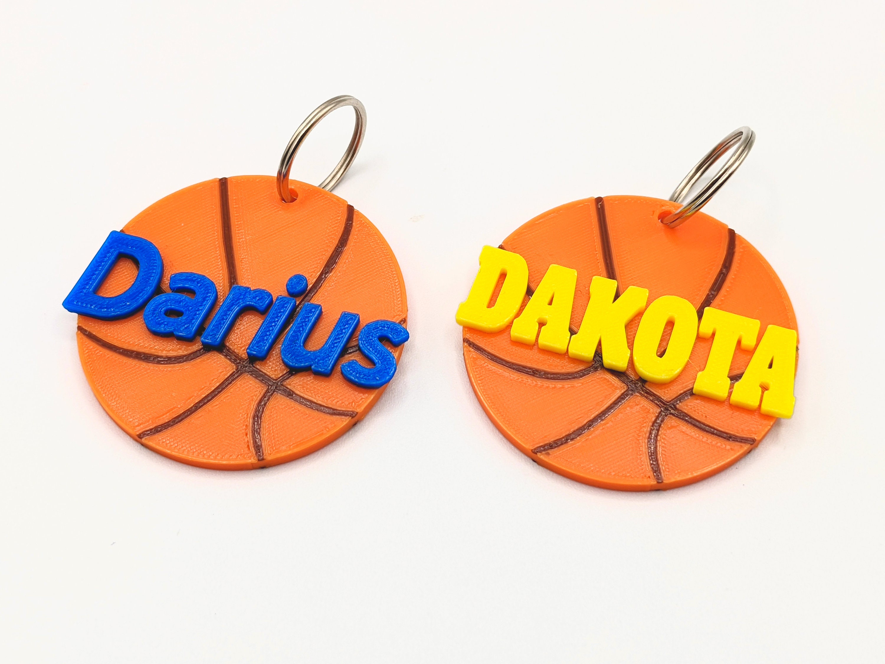 Hexagizmo 3D Personalized Basketball Keychain - 3D Print Made to Order: Choose Your Color and Font - 2 Bag Tag (Includes Keyring) - Basketball Gift