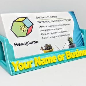Porta-cartões de visita personalizado 3D - Cor de dois tons - Impresso com seu nome personalizado - Para cartões de visita padrão de 3,5" - NOVAS CORES