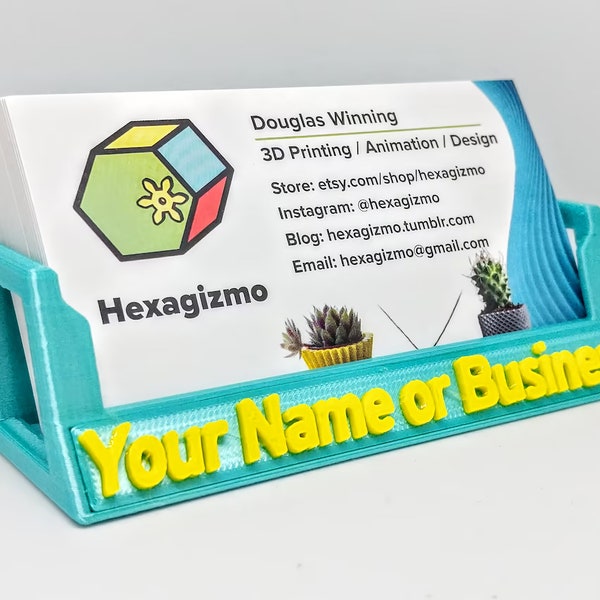 3D Personalized Business Card Holder - Two-Tone Color - Printed with Your Custom Name - For Standard 3.5" Business Cards - NEW COLORS