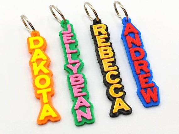 3D Personalized Two-tone Keychain VERTICAL Lettering - 3D Printed
