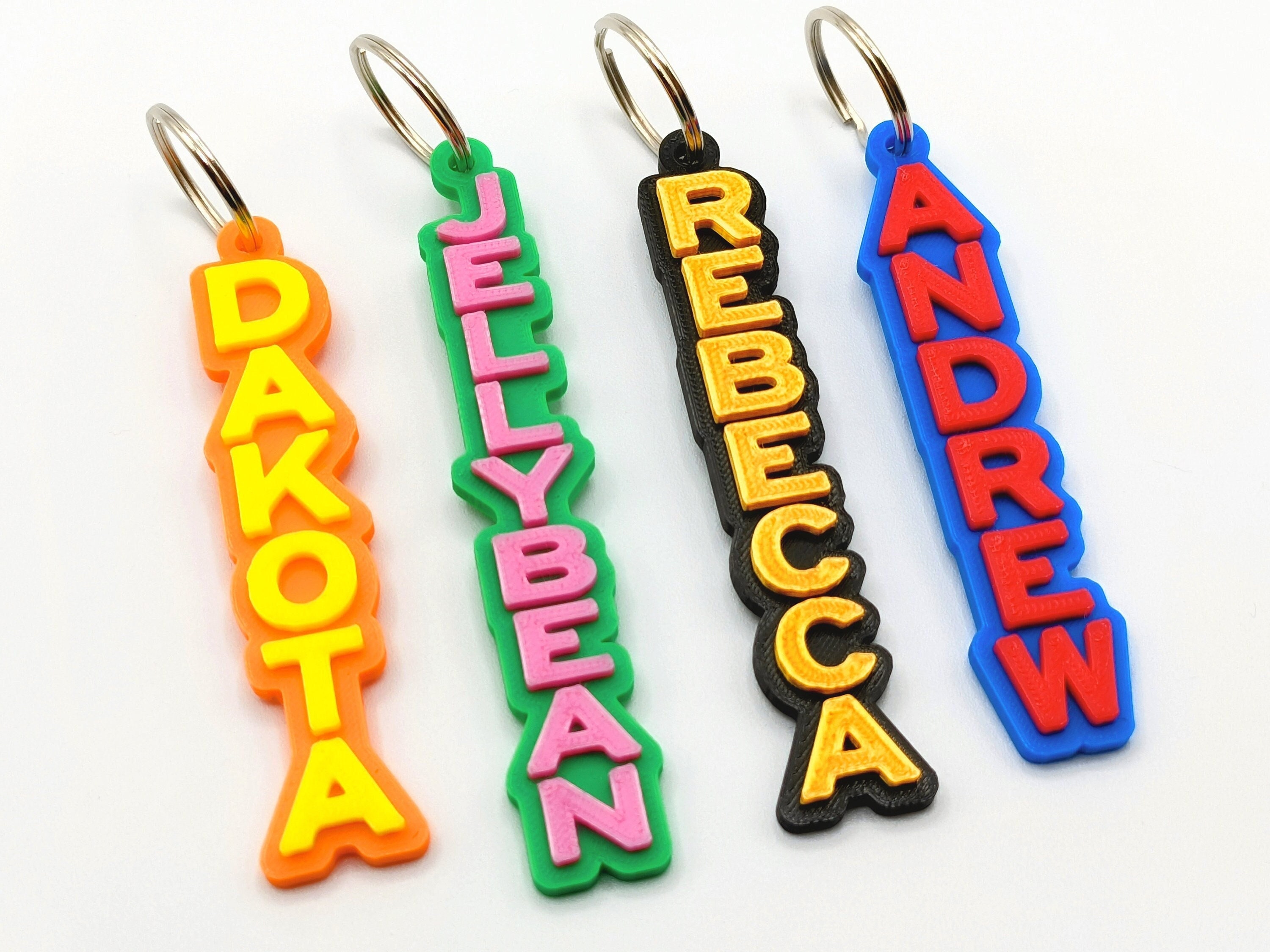 3D Personalized Two-tone Keychain VERTICAL Lettering - 3D Printed