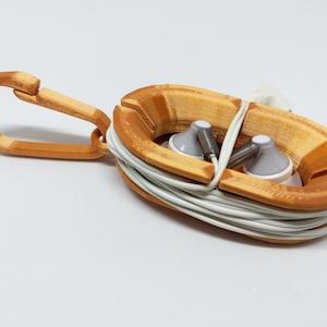 3D Printed Earbud Cable Wrap + Carabiner - 3D Cord Organizer - NEW Colors Available - Earphone Holder - Backpack Earbud Strap