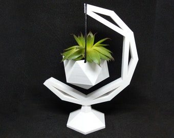 Crescent 3D Printed Hanging Planter - Mini Succulent Planter - Modern Geometric Design - Made to Order: Choose your Color and Size