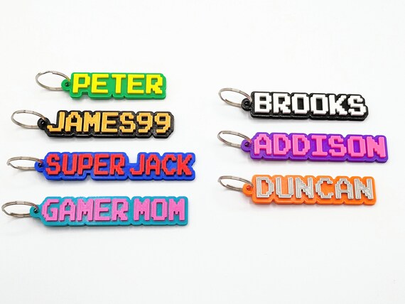 3D Personalized Two-tone Keychain Arcade Pixel Font - 3D Printed