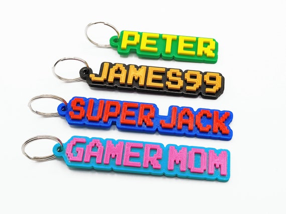 3D Personalized Two-tone Keychain Arcade Pixel Font - 3D Printed