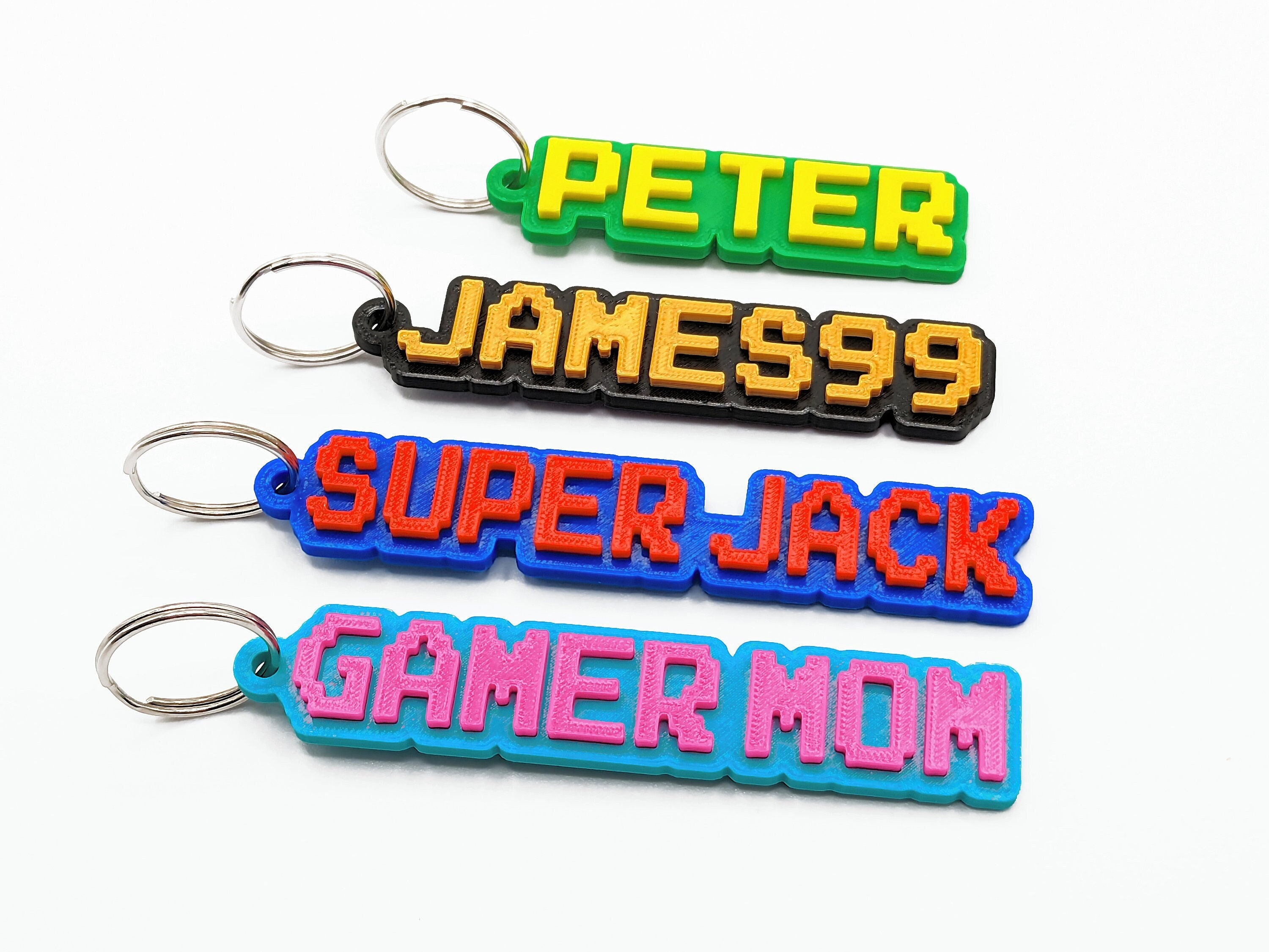 3D Personalized Two-tone Keychain Arcade Pixel Font - 3D Printed