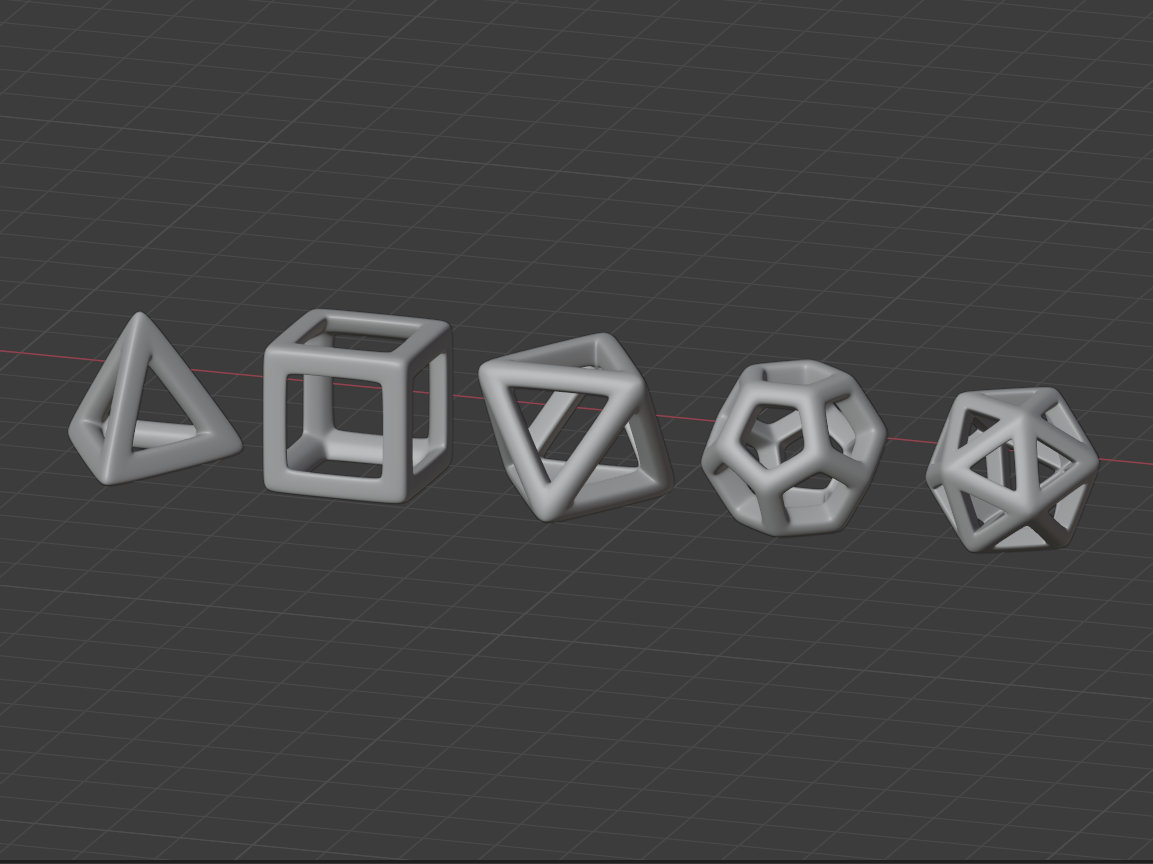 Five Platonic Solids 3D Prints Set of 5 Geometric Models | Etsy