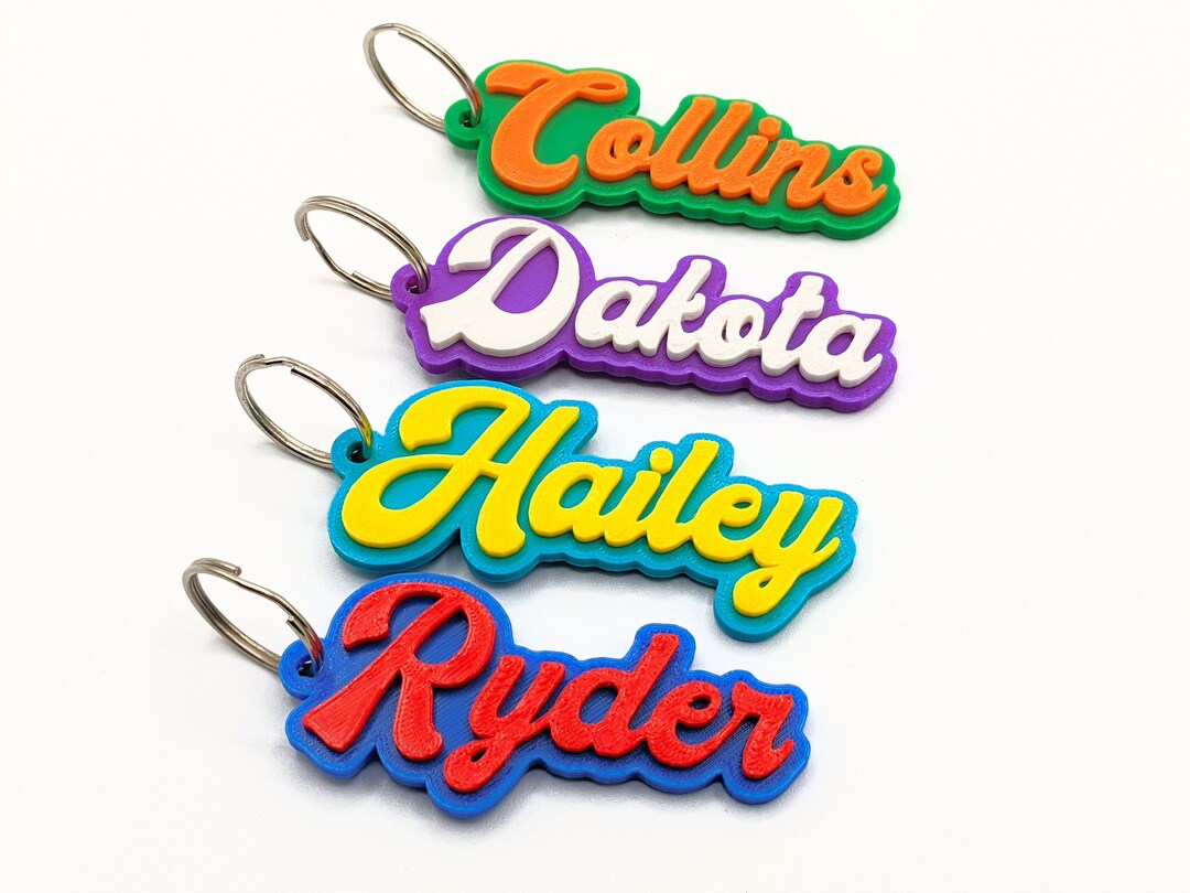 3D Personalized Twotone Keychain BALLPARK FONT 3D Printed Custom Name