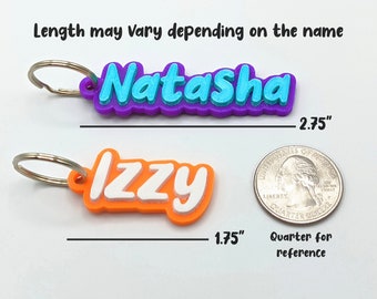 3D Personalized Two-tone Keychain BUBBLEGUM FONT - 3D Printed