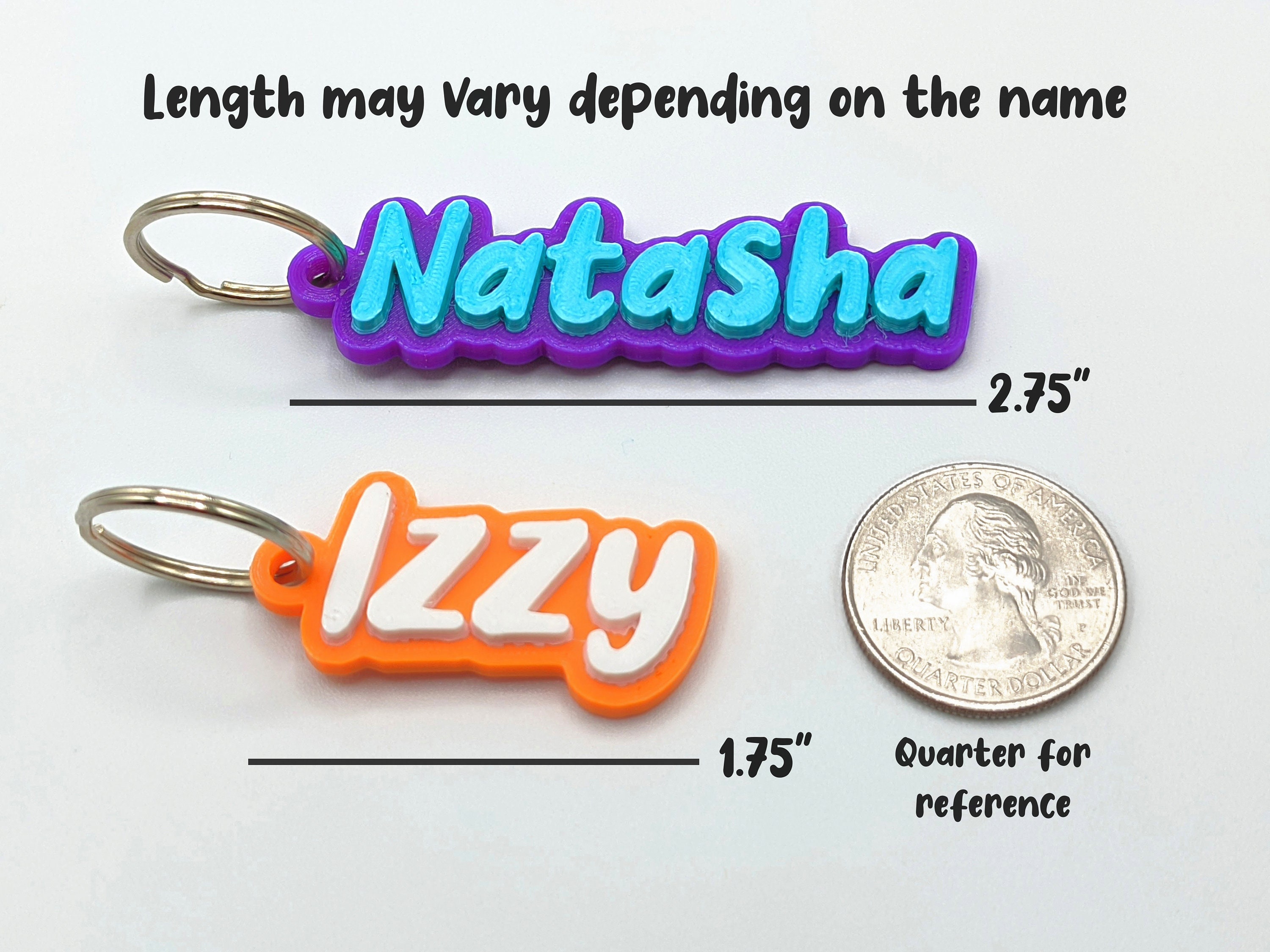 3D Personalized Two-tone Keychain BUBBLEGUM FONT - 3D Printed
