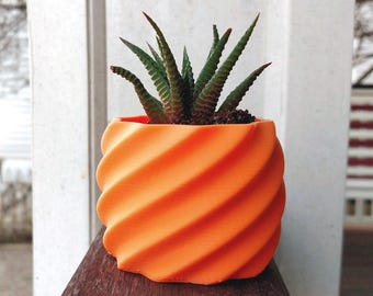 Corkscrew 3D Printed Planter - Succulent Mini Planter - Modern Geometric Design - Made To Order: Choose your Color and Size - NEW COLORS