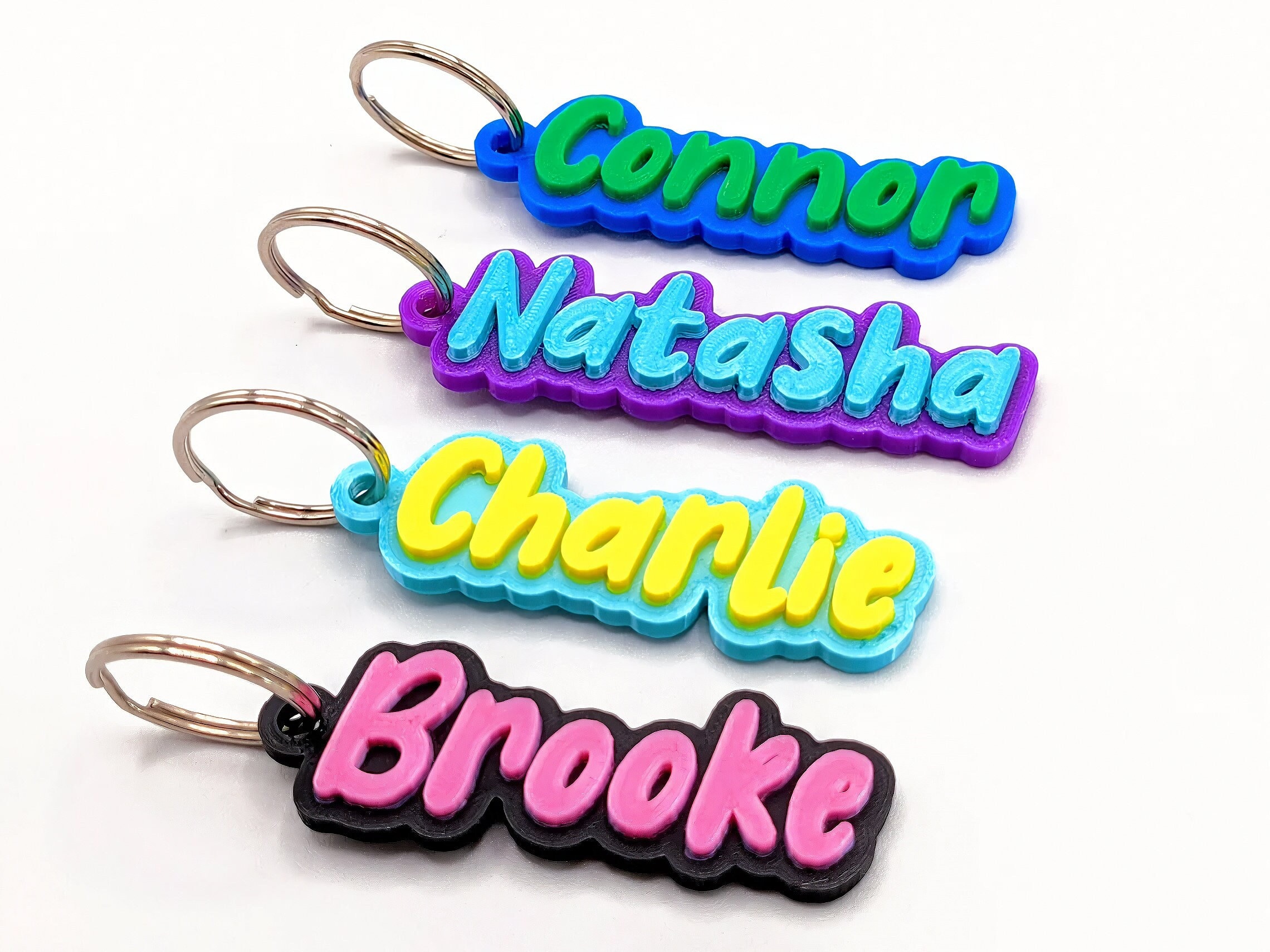 3D Personalized Two-tone Keychain BUBBLEGUM FONT - 3D Printed