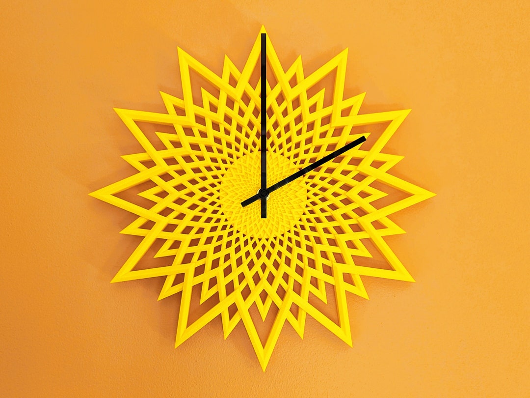 Flower Burst 3D Printed Wall Clock 14 Geometric Clock Etsy