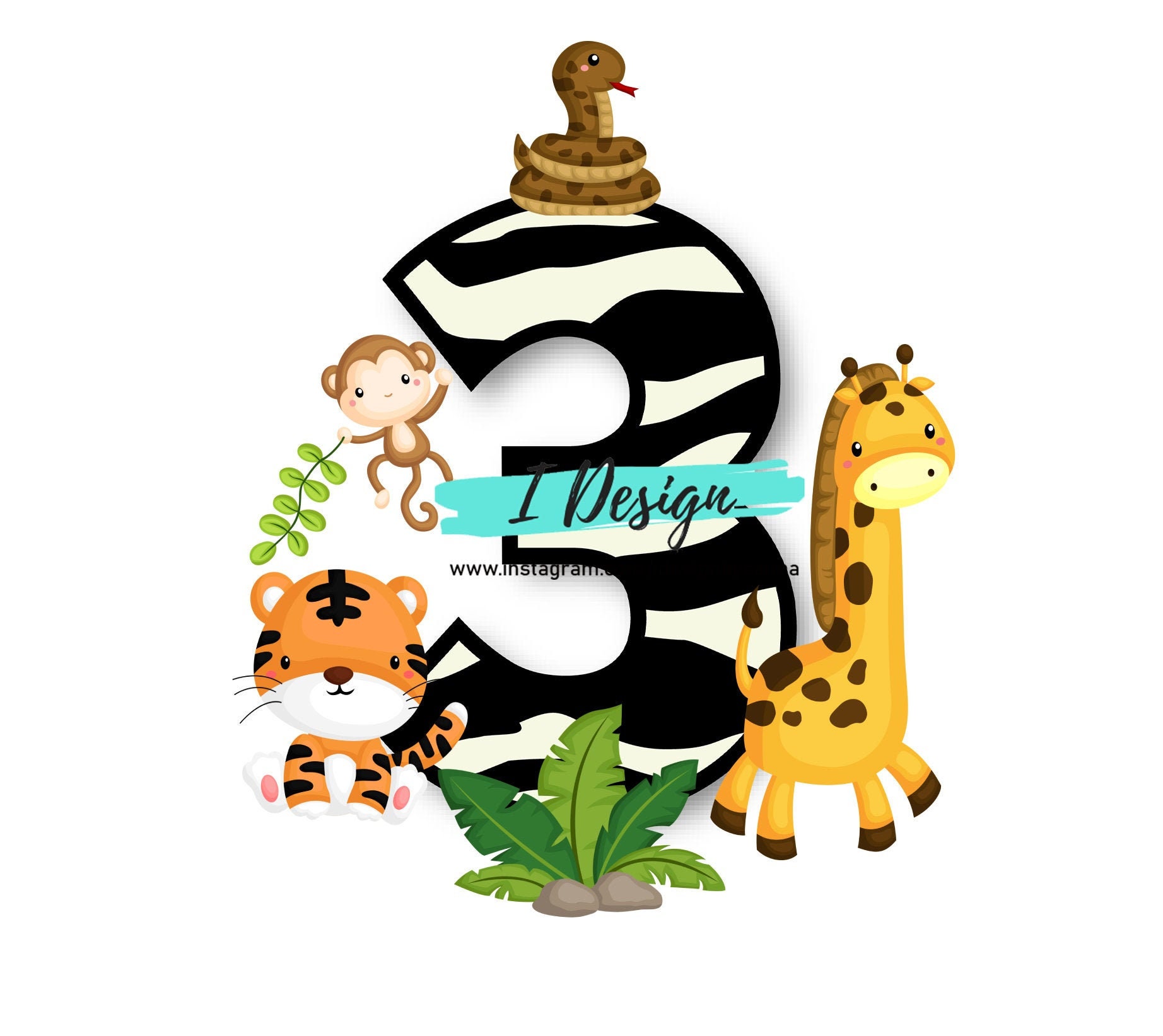safari theme number 3 png file digital file printable and etsy