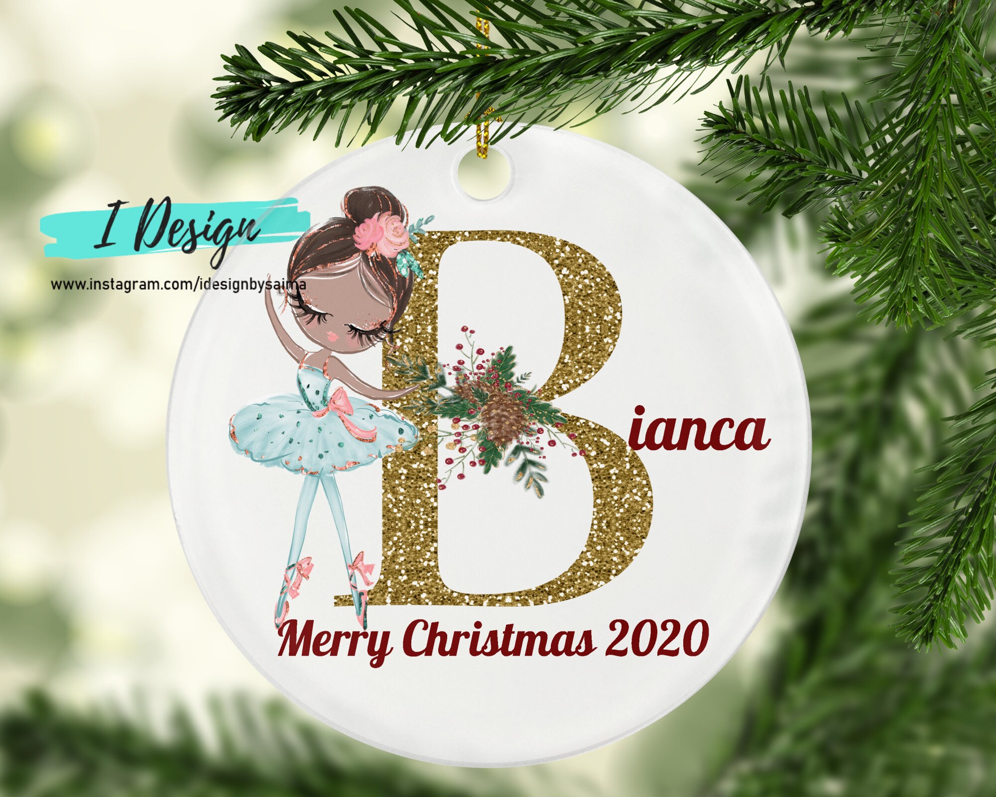 Custom Ballerina Christmas Ornament Personalised Christmas | Etsy