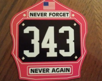 91101 343 Never Forget Shield Shape Decal (4")
