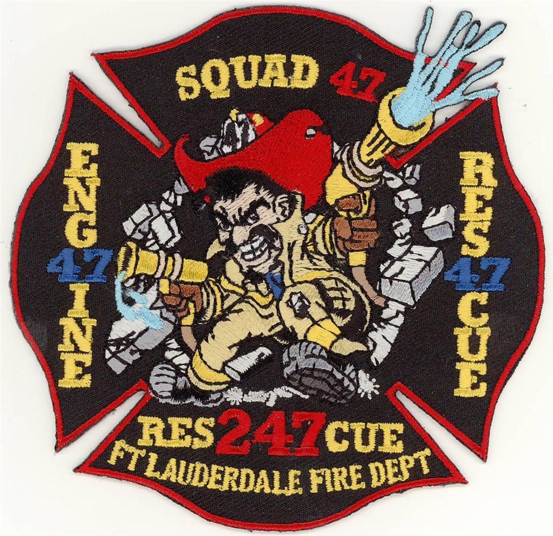 Florida Fort Ft Lauderdale Fire Dept Engine Rescue Squad 47 247 Patch Etsy
