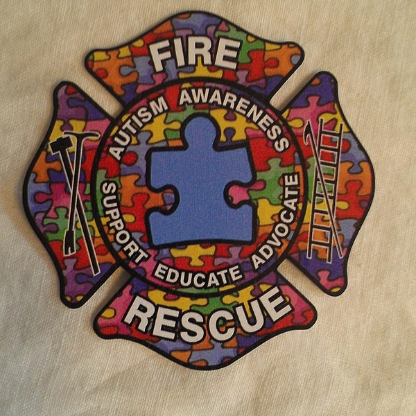 Fire Rescue Autism Awareness Educate Decal (2")