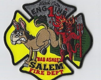 Massachusetts Salem Fire Department Patch Engine 1 Halloween Witch (4")