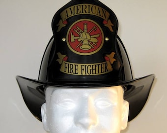 Texaco Helmet Traditional American Firefighter Black FREE SHIPPING Please read description