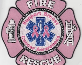 Breast Cancer Awareness Support Breast Cancer Research Fire Rescue Patch (4")