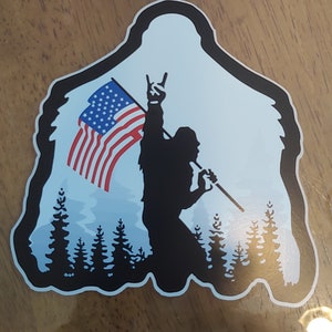 Bigfoot US Flag Peace Sasquatch Yeti Decal (5&quot;)