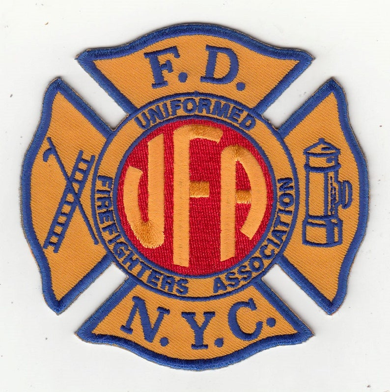 New York City Uniformed Firefighter Association UFA Yellow Patch image 1