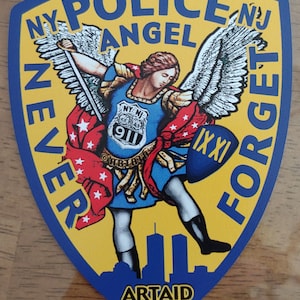 91101 ArtAid Police Angel Never Forget New York New Jersey Decal (5&quot;)