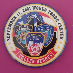 91101 Fallen Heroes Fire Police Port Authority World Trade Center WTC Button 2x2