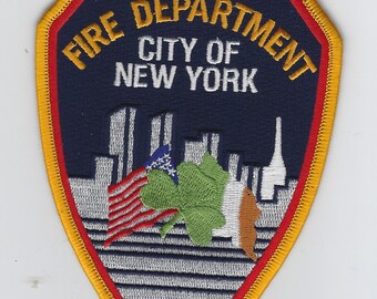 New York City Fire Dept Department Shoulder Irish American Shamrock Patch