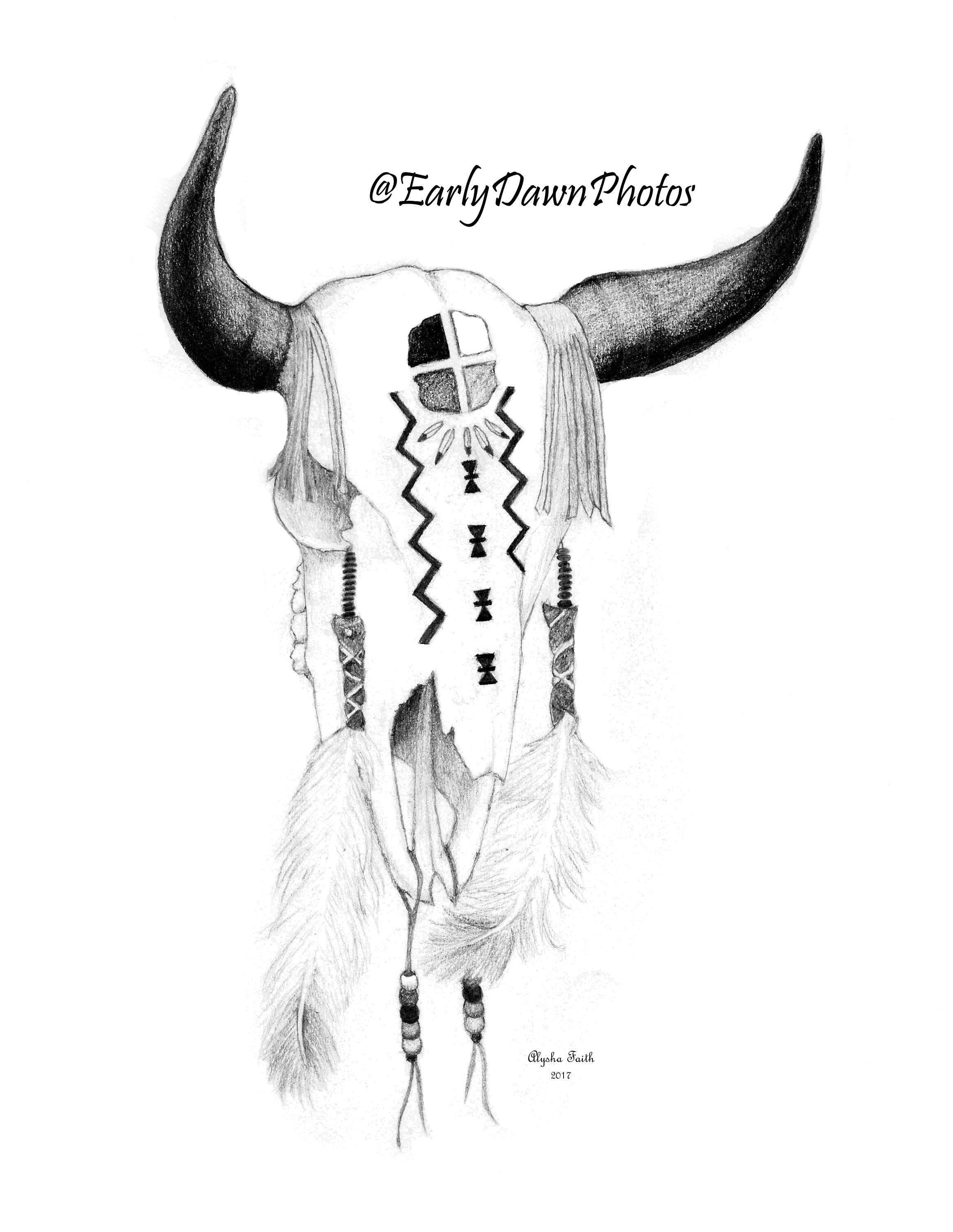 Buffalo skull Indian artwork digital download art Native | Etsy