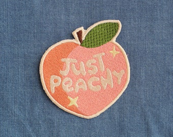 Just Peachy Back Patch - Peach Patch - Peach Emoji Patch - Butt Emoji - Peachy Keen - Peach Booty Emoji -Funny Patch -Cute Embroidered Patch