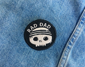 Rad Dad -Fathers Day Gift- Skull Patch- Rad Like Dad- Cool Dad Patch -New Dad Gift for Dad -Hipster Dad- Skater Dad- Stocking Stuffer