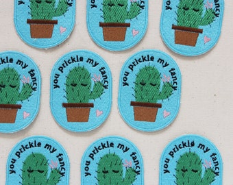 Punny Cactus Patch - You Prickle My Fancy - Pun - Stocking Stuffer - Cute Girl Gift - Teen Gift - Back to School - Plants - Funny Patch -