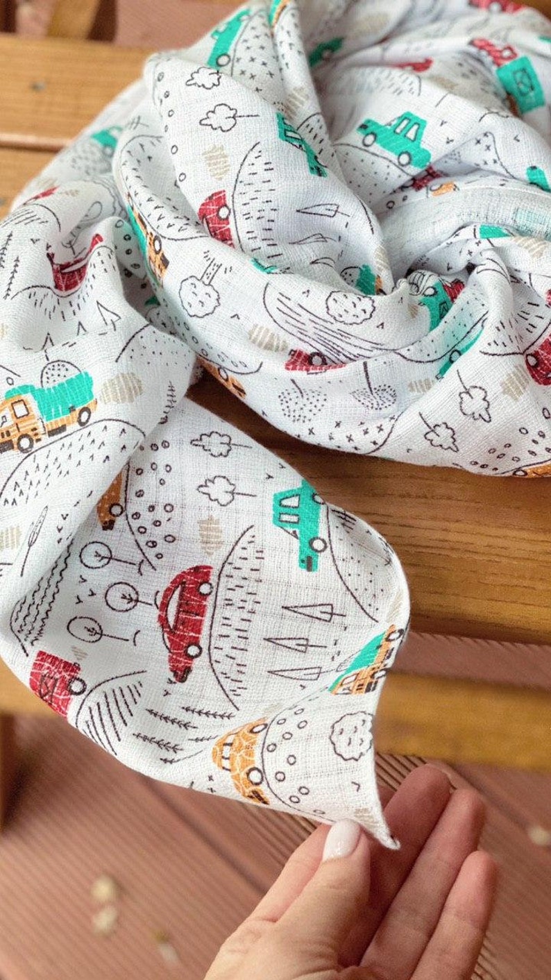 COLORFUL MUSLIN SWADDLE Muslin square with cars fabric Etsy