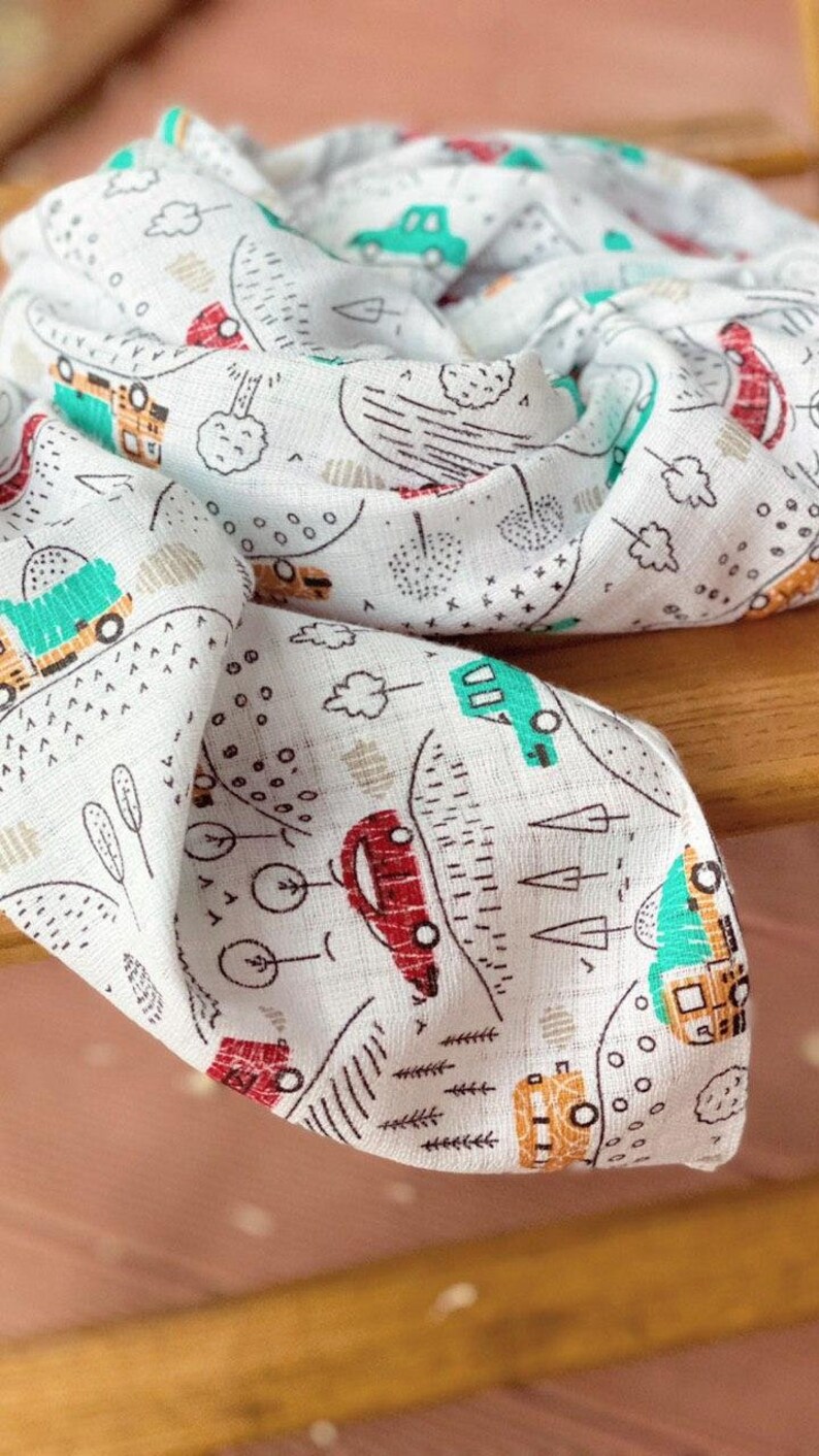 COLORFUL MUSLIN SWADDLE Muslin square with cars fabric Etsy