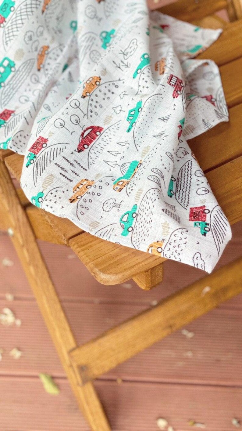COLORFUL MUSLIN SWADDLE Muslin square with cars fabric Etsy