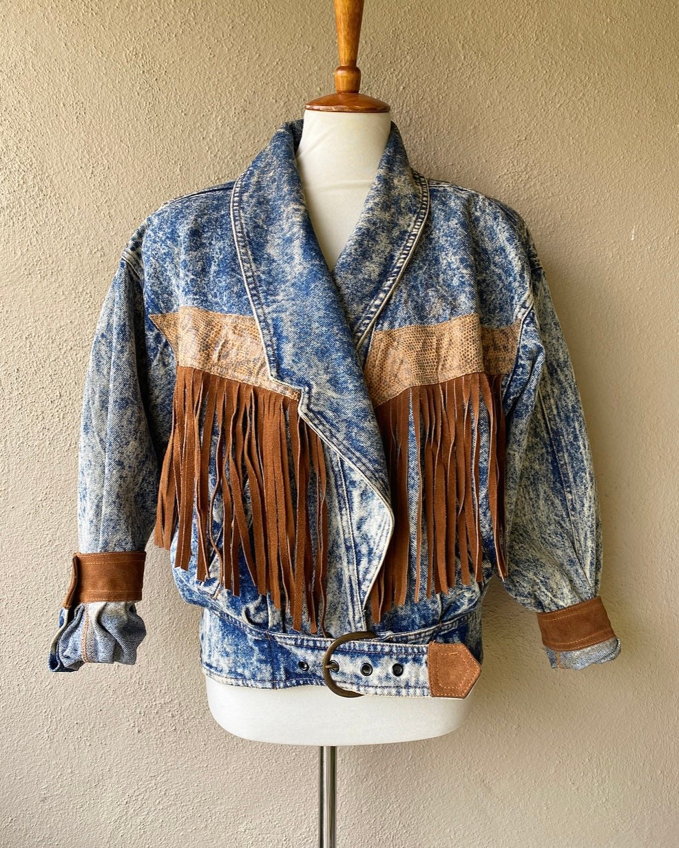 tanaka daisuke cotton fringe denim coat